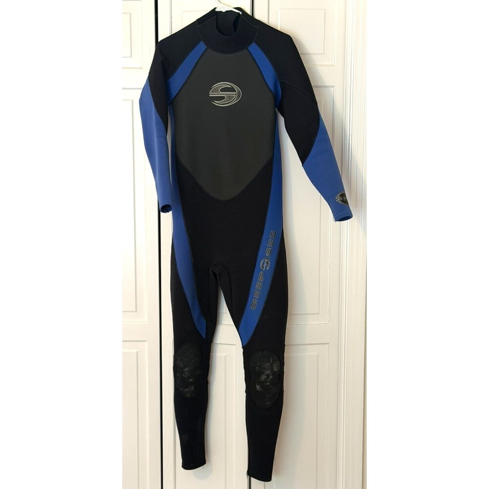 Deep See Mens Blue Black 3mm Back Zip Full Body Wetsuit Size Medium Scuba Diving
